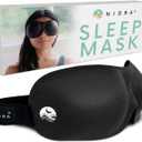 Nidra Sleeping Mask for Women and Men with 3D Contoured Cup Molded Black Out Eye Mask Perfect for Side Sleeper, Travel, Yoga, Meditation, and Nap - Black