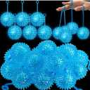 Sotiff 18Pcs Light up Ball Spiky Bouncy Toys LED Flashing Squeaky Sensory Ball Stress Rubber Relief Massage Glow Toy for Carnival Baby Shower Party Easter Goodie Bag Girls Boys Grad Gift(Blue