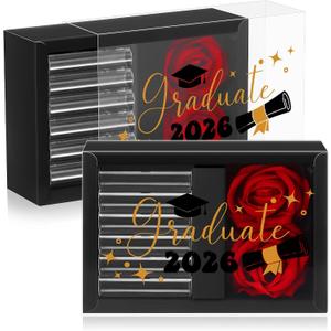 CroBlissful Graduation Money Box for Cash Gift Money Gift Box for Cash Gifts with 2 Velvet Rose Flower 6 Acrylic Bill Tubes for College, Middle, and High School Graduates(Graduate 2026,Black)