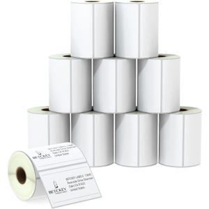 BETCKEY - 4" x 2.5" (102 mm x 64 mm) Shipping & Multipurpose Labels Compatible with Zebra & Rollo Label Printer,Premium Adhesive & Perforated [10 Rolls, 6200 Labels]