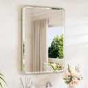 TETOTE Brushed Nickel Mirror 20 x 30 Beveled Edge Tempered Glass, Rounded Corner Rectangle Bathroom Mirror for Over Sink for Modern Bathroom, Living Room, Bedroom, Entryway