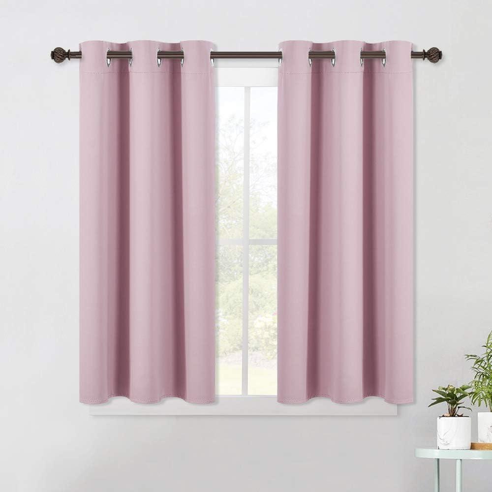 NICETOWN Blackout Curtain Panels for Girls Room, Nursery Essential Thermal Insulated Solid Grommet Top Blackout Drapes (Baby Pink=Lavender Pink, 1 Pair, 42 x 45 Inch)