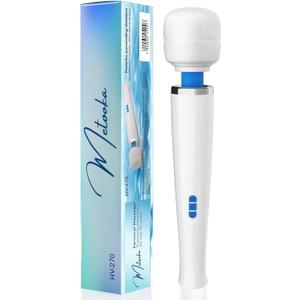 Therapeutic Cordless Massager - Powerful Massage Tool Handheld 8 Speeds 20 Patterns - Rechargeable Hand Massagers for Sore Muscles - Hand Held Massage Tool for Neck & Back (White/Blue)