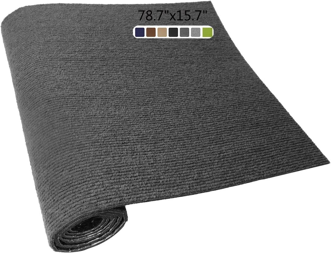 Carpet Tiles Peel and Stick 78.7"x15.7" Non Slip Self Adhesive Carpet Pet Rugs Covers Mats Reusable Carpet Stair Treads Trimmable Couch Cat Scratch Protector (Deed Grey)