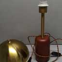 Bedside Table Lamp for Bedroom, Modern Plug in Brass Gold Shade & Cylindrical Wood Base Desk Lamp, Plug & Play Nightstand Lamp with Switch Power Cord for Living Room, Office