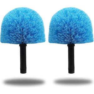 2 Pack Cobweb Duster Head Brush-Twist-On Spider Web Brush for Outdoor & Indoor Web Cleaning // Fits Standard Acme Threaded Poles // Cobweb Duster Brush Head Only-Blue
