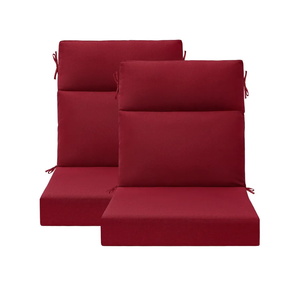 Outdoor High Back Chair Cushion Seat Pads, 2-Pack 44 x 21 Inch Water-Repellent & Fade-Resistant Patio Furniture Cushions with Ties for Adirondack, Rocking Chairs, Red