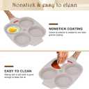 Egg Pan Fried Egg Pan, Egg Frying Pan with Lid Nonstick 4 Cups Pancake Pan Aluminium Alloy Cooker for Breakfast, Gas Stove & Induction Compatible (White)