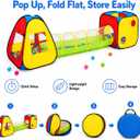 3 in 1 Pop Up Kids Play Tent with Ball Pit Indoor/Outdoor Playhouse, 119 inches x 31.5 inches x 34 inches