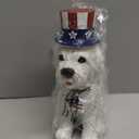 Solar Dog Patriotic Outdoor Statue: IP65 Weather Resistant American Flag Outside Figurine Decor for Garden Lawn Patio Yard - Birthday Independence Day Gifts for Women Men