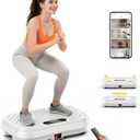 Vibration Plate Exercise Machine with APP, 3D Dual Motor Vibration Plate 199 Adjustable Speed, Vibrating Plate Automatic Mode P1-P7, 450 Lbs Capacity Shake Plate with Remote Control(White)