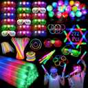 272PCS Glow in the Dark Party Supplies, Glow Sticks Bulk Party Pack, 24PCS Foam Glow Sticks, 24PCS LED Glasses, 24PCS LED Light Up Rings and 200PCS Glow Sticks for Neon Party Decorations