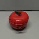 25 oz Apple Ceramic Ramekin with Lids and Handles Oven Safe, Mini Red Porcelain Casserole Dishes for Home Baking Souffle Creme Brulee, Kitchen Decor Gift
