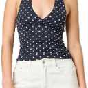 Women Y2K Halter Tank Top Sleeveless V Neck Polka Dot Crop Top Sexy Slim Backless Going Out Cami Shirt Streetwear Small