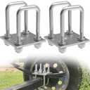 Square U-Bolt Kit for Boat Trailer Mounting Axle Leaf Springs Zinc(4 U-Bolt + 2 Plate), Heavy Duty Square U-Bolts with Nuts and Frame Plate for Trailer Automobiles Trailer, 2" W x 5" L