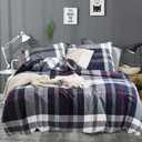 Cottonight Blue Plaid Comforter Set Twin Kids Bedding Set Navy Buffalo Checkered Comforter Lightweight for Boys Teens Soft Cozy