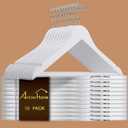 Amber Home 30 Pack White Wooden Coat Hangers, White Wood Suit Hangers with Non-Slip Pant Bar, Clothes Hangers for Closet Organization, Shirts, Jackets, Dresses, and Pants (White, 30)