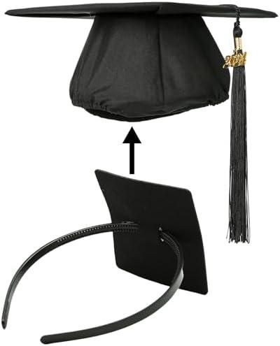 GIURKUU Graduation Cap Headband, Firm Anti-fall HairBand for Graduation Hat, Hat Accessories for Graduates, Students, Women (Grad Cap Not Included)