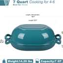 VORRINGARD Enameled Cast Iron Sourdough Bread Oven, Dutch Oven, Loaf Cast Iron Bread Pan for Homemade Bread Baking, Meatloaf Pan with Lid, 7QT, Bluegreen