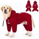 Dog Hoodies Winter Coat for Large Medium Dogs, Pullover 9 Legs Warm Coat Hooded Sweatshirt, Fleece Hoodie for Cold Weather (Red, 6X-Large)