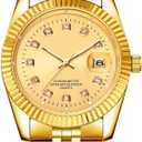 SENRUD Men's Classic Design Analog Quartz Watches Fashion Business Watch Stainless Steel Waterproof Date Casual Wrist Watch for Men (Gold)