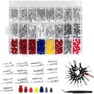 500Pcs Connector Terminal Pin Kit, Automotive Wire Connectors with 21Type Plug 1/1.5/1.8/2.2/2.8/3.5mm, Fit Car Motorcycle Electronic Devices