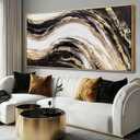 Framed Abstract Wall Art,Black White Gold Luxury Modern Canvas Prints Paintings Artwork for Walls, Pictures for Entryway Hallway Living Room Dining Bedroom Wall Decor 29"x58"
