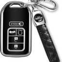 MILD EAST for Honda Key Fob Cover with Keychain, Car Key Case Shell Protector for Honda Accord | Civic | Pilot | CRV Passport Insight EX Fit Odyssey | 2015-2021 | 5 Buttons Smart Remote Control, Black