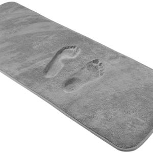 Grey Bath Mat Runner Long Narrow Bathroom Rug Memory Foam Microfiber Bathroom Carpet Non Slip Soft Absorbent Washable Bathrug, 16" x 47"