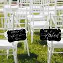 2 x 2 Pcs Acrylic Wedding Sign, Ring Bearer Sign, Rustic Wedding Decor Signs, Acrylic Wall Art With Ribbon for Chairs Weddings Decor and Event Party - He Asked She Said About Damn Time (Black)