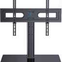 PERLESMITH Universal TV Stand Table Top TV Base for 32-82 inch LCD LED OLED 4K Flat Screen TVs-Height Adjustable TV Mount Stand with Tempered Glass Base, VESA 600x400mm, Holds up to 99lbs PSTVS11