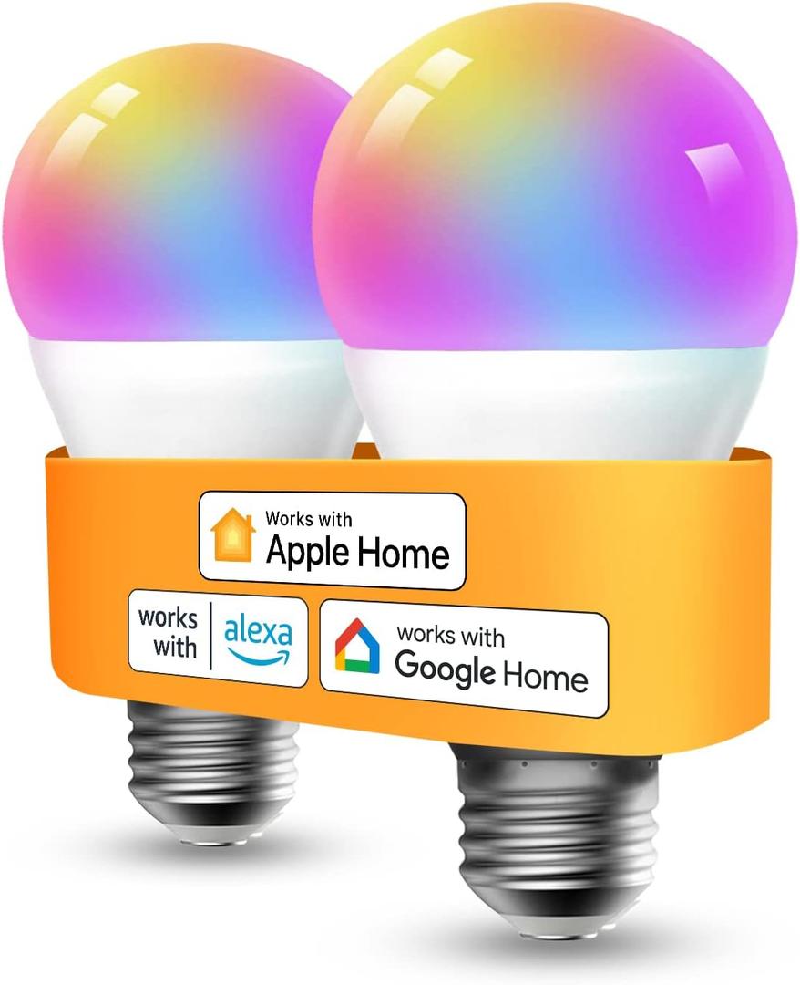 Refoss Smart Bulbs Works with Apple HomeKit, Color Changing Smart Wi-Fi Light Bulbs Compatible with Siri, Alexa and Google, A19 E26 Fitting, 2700K-6500K RGBWW Dimmable, 9W 810 Lumens, 2 Pack Refoss Smart Bulbs Works with Apple HomeKit, Color Changing Smart Wi-Fi Light Bulbs Compatible with Siri, Alexa and Google, A19 E26 Fitting, 2700K-6500K RGBWW Dimmable, 9W 810 Lumens, 2 Pack