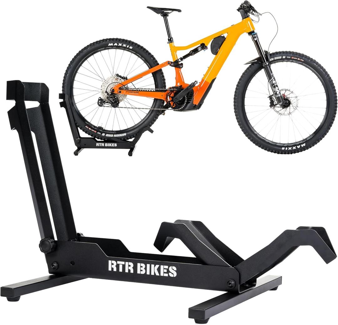 Brutus Professional Bike Floor Stand  Heavy Duty Steel Rack for E-Bikes & MTB up to 66 lbs (30kg)  Fits 26-29" Wheels & Tires up to 2.8"  Garage Storage & Wash