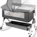 AOBOTE Baby Bassinet,Foldable Newborn Crib with Mosquito Net and Wanxiang Silent Wheel, Adjustable Height,Bassinet Bedside Sleeper (AB010011-1)