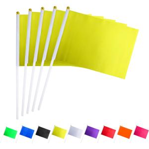 Consummate 25 Pack Solid Yellow Flag Small Mini Plain Yellow DIY Flags On Stick, Party Decorations for Parades, Grand Opening, Kids Birthday, Party Events Celebration, 8.2 x 5.5 inchs, 11.8 inchs