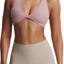 Aoxjox Women's Workout Sports Bras Fitness Backless Padded Sienna Low Impact Bra Yoga Crop Tank Top (Woodrose, Small)
