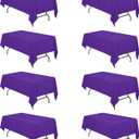 BRILLMAX 8 Pack Purple Tablecloths 60 x 102 Inch for 6ft Rectangle Tables - 150 GSM Polyester Fabric, 15" Standard Drop, Water, Stain & Wrinkle Resistant Cloth Cover for Wedding Dining Buffet
