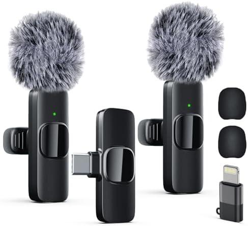 Professional Wireless Lavalier Lapel Microphone for iPhone, iPad, mini Video Recording Mic forInterview Video Podcast Vlog YouTube&Livestream, Noise Reduction, Plug &Play