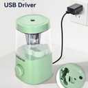 2 x Electric Pencil Sharpener, Helical Blade Automatic Pencil Sharpener, Battery/USB Cord Operated Adjustable Sharpness for 6-8 mm Pencil, Classroom, School, Office, Home, Green