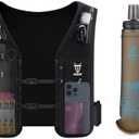 UTOBEST Running Vest for Women Men, Reflective Hydration Vest with 500ml Soft Water Bottle, 5L Phone Holder with Adjustable Belt & Ample Storage, Size NS