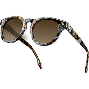 BIRCEN Womens Round Polarized Sunglasses: Retro Acetate Sun Glasses UV400 Protection Shades for Driving Beach Daily Wear