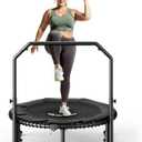 BCAN Adult Mini Trampoline, 40" Fitness Trampoline with Bungees, U Shape Adjustable Foam Handle - Black