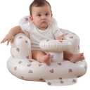 Upgrade Inflatable Baby Seat with Tray for Babies 3-36 Months, Built in Air Pump Bumbo Seat with Tray, Baby Chair Sit Me up Floor Seat for Baby, Learning to Sit & Feeding (Tray-Bear)