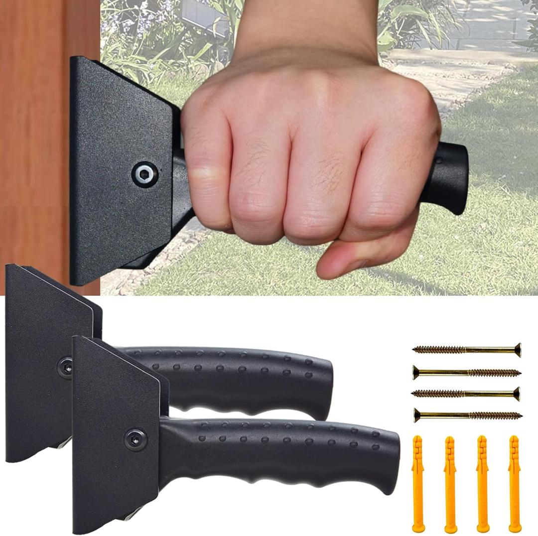 Flip Up Assist Grab Handle for Doorway & Stairs, Walls Mounted-in Folding Grip Handle, Mobility Aids for Elderly Seniors Supports Up to 300 Pounds (Black, 2 Pack)