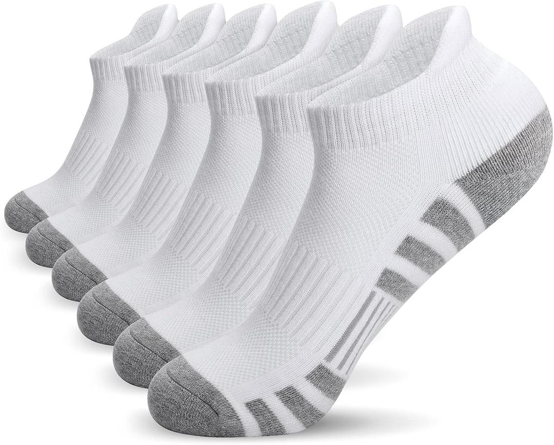 Mens Athletic Socks Ankle Socks Cushioned Breathable Low Cut Tab Sports Running Socks for Women and Men(6 Pairs)