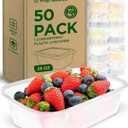 Prep Naturals 25 oz Meal Prep Containers - BPA-Free Food Storage Containers with Lids - Microwave & Freezer Safe Soup Bowls with Lids - Dishwasher Safe Meal Prep Bowls - Pack of 50, Clear