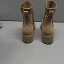 Athlefit Women's Chelsea Boots Fashion Slip on Platform Ankle Boots Lug Sole Chunky Booties (8.5, Nude)