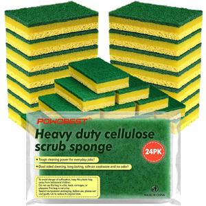 24 Pack Heavy Duty Scrub Sponges,Multi-Purpose Kitchen Sponge, Efficiently Clean The Surface Stains,Used for Clean Kitchen Pots,Bowls,Bathrooms,Tiles,Wall Good Helper for Home Cleaning