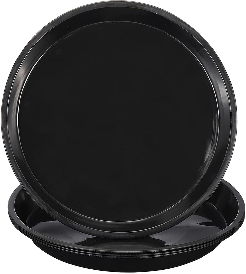 PATIKIL 4 Pack Plastic Plant Saucer, 20 Inch Plant Tray for Pots Round Plant Dish Plant Drip Trays Water Tray for Indoors Outdoors Garden, Black