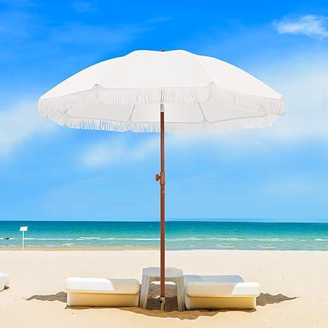 Kbrellaoutlets Patio Umbrella with UPF 50+ Protection, 8 Ribs, Push Button Tilt - Versatile Outdoor Shade for Garden, Courtyard, and Beach